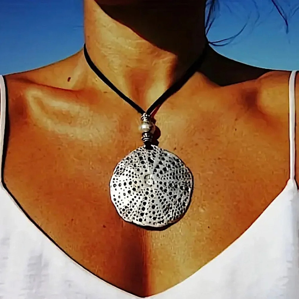Silver Shell Boho Tribal Necklace